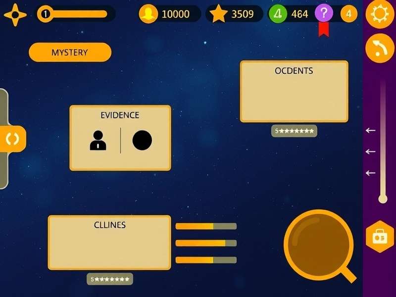 Cosmic Clue gameplay screenshot showing mystery solving interface